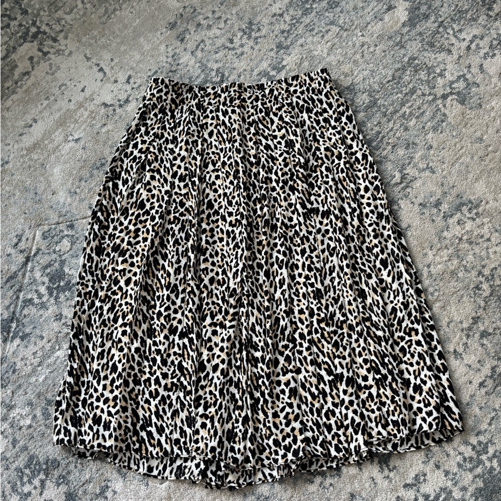 J. Crew Black and Cream Leopard A-Line Skirt
